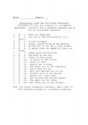 English Worksheet: Complete or Incomplete?