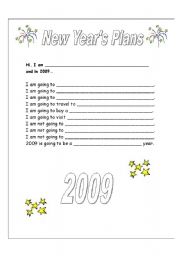 English worksheet: Plans for 2009