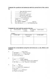 English Worksheet: Verb to be