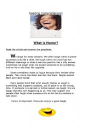 English Worksheet: What is Humor?