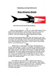 English Worksheet: Man Attacks Shark