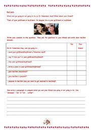 English Worksheet: Pair work : What are you going to do on St Valentines Day? Compare with your friend.