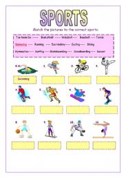 English Worksheet: sports