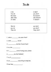 English worksheet: To do/exercise