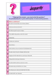 English Worksheet: Jeopardy