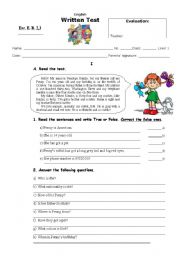 English Worksheet: Test - Unit s 1 to 2.4 - book 