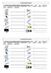 English Worksheet: Classroom objects