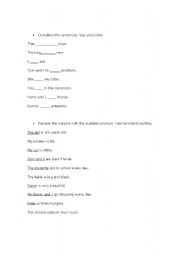 English worksheet: pronouns and verb to be