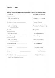 English Worksheet: Everyday chores 2/vebs to match with the corresponding pictures