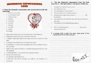 English Worksheet: idioms about love