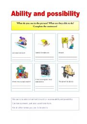 English worksheet: ability and possibility