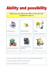 English Worksheet: ability and possibility