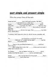 English worksheet: present simple and past simple