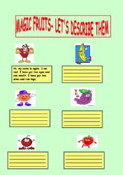 English worksheet: MAGIC FRUITS 