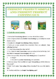English Worksheet: present perfect simple and present perfect continuous