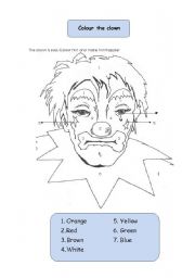 English worksheet: Colour the clown