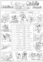 English Worksheet: Wh - questions with Diddle and friends