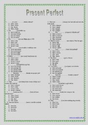 English Worksheet: Present Perfect - a multiple choice test