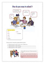 English Worksheet: How do you come to school ?