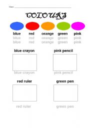 English worksheet: colours