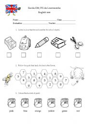 English Worksheet: 1st grade test