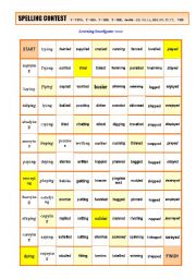 English Worksheet: Spelling BOARDGAME maze (9 pages) -ing / -ied, -tt, -pp, -dd, -nn, -yed
