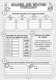 English Worksheet: Seasons and weather worksheet