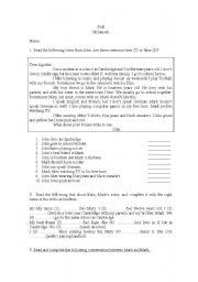 English Worksheet: Test for 1st Junior