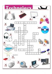 English Worksheet: Technology crossword