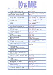 English Worksheet: DO vs MAKE (grid + exercises)