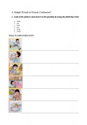 English Worksheet: A.	Simple Present or Present Continuous