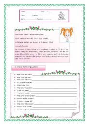 English Worksheet: Test-  5th grade
