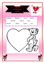 Valentines worksheet (exercises on another page)