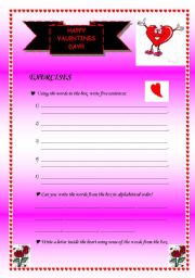 English worksheet: Valentines exercises 