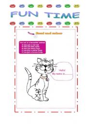 English worksheet: the cat has got ......