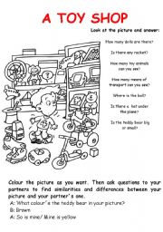 English Worksheet: A TOY SHOP