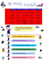 English Worksheet: MY WEEKLY SCHEDULE