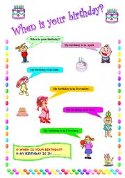 English Worksheet: when is your birthday?