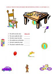 English worksheet: toys&prepositions