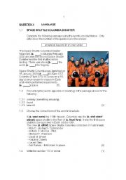English Worksheet: English Language Test - 9th Grade - Theme: Space Exploration