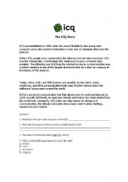 English Worksheet: reading comprehension- the icq story