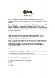 English worksheet: reading comprehension- the icq story