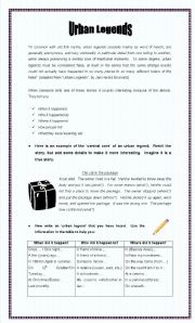 English Worksheet: Urban legends