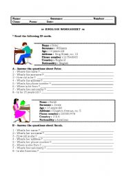 English Worksheet: IDENTIFICATION