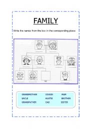 English Worksheet: FAMILY