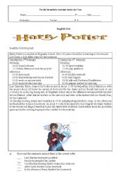 English Worksheet: Test Harry Potter