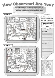 English Worksheet: HOW OBSERVANT ARE YOU?- fun speaking activity 