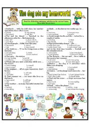 English Worksheet: THE DOG ATE MY HOMEWORK!