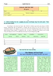 English Worksheet: fast food
