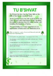 English Worksheet: Tu BShvat  - Birthday to the trees